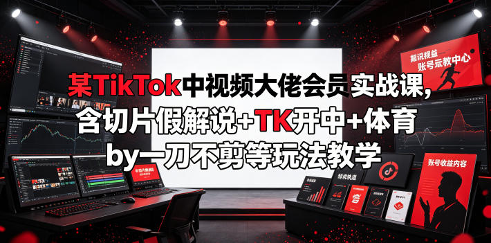 某TikTok中视频大佬会员实战课，含切片假解说+TK开中+体育by一刀不剪等玩法教学-niguangts