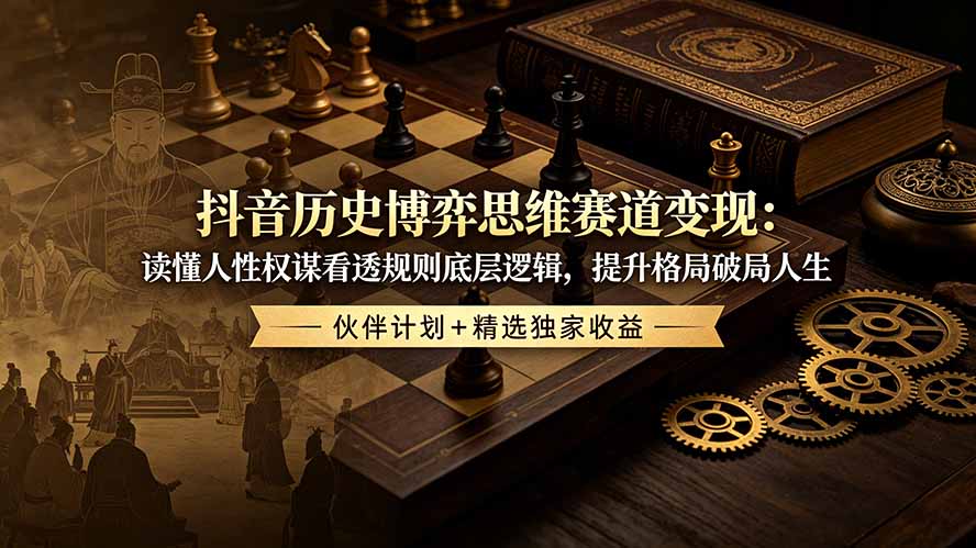 抖音历史博弈思维赛道变现：读懂人性权谋看透规则底层逻辑，提升格局破局人生，伙伴计划+精选独家收益-niguangts
