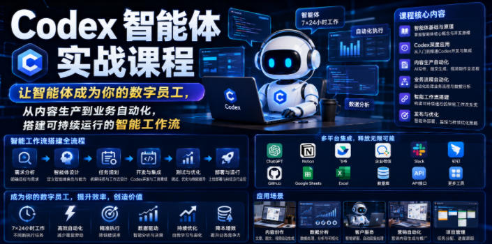 Codex智能体实战课程，让智能体成为你的数字员工，从内容生产到业务自动化，搭建可持续运行的智能工作流-niguangts