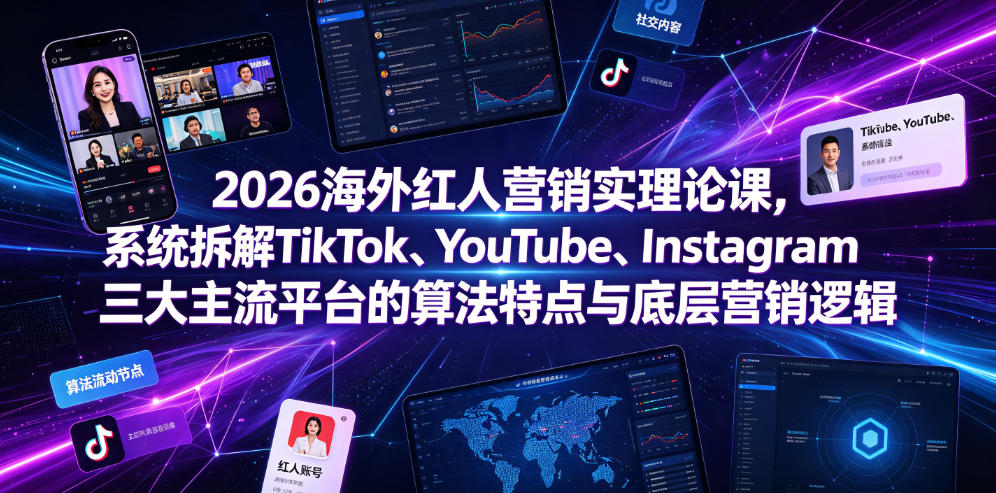 2026海外红人营销实理论课，系统拆解TikTok、YouTube、Instagram三大主流平台的算法特点与底层营销逻辑-niguangts