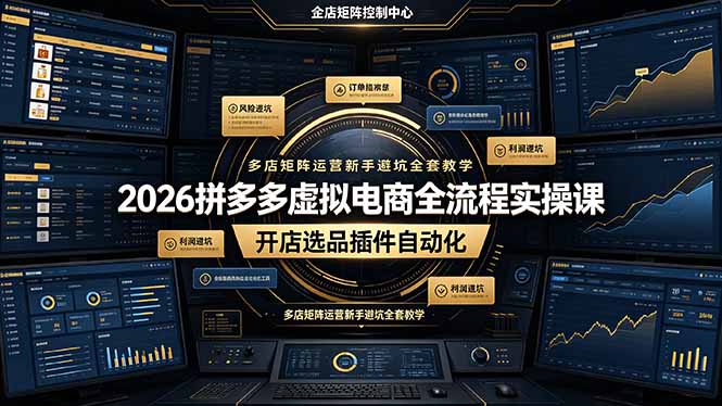 2026拼多多虚拟电商全流程实操课，开店选品插件自动化，多店矩阵运营新手避坑全套教学-niguangts