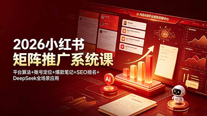 2026小红书矩阵推广系统课：平台算法+账号定位+爆款笔记+SEO排名+DeepSeek全场景应用-niguangts