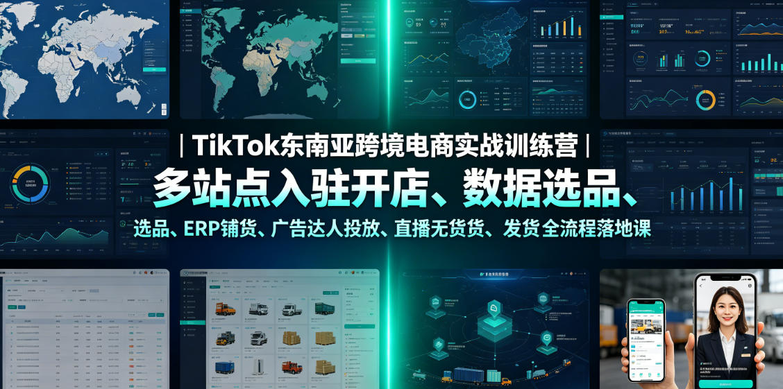TikTok东南亚跨境电商实战训练营｜多站点入驻开店、数据选品、ERP铺货、广告达人投放、直播无货源发货全流程落地课-niguangts