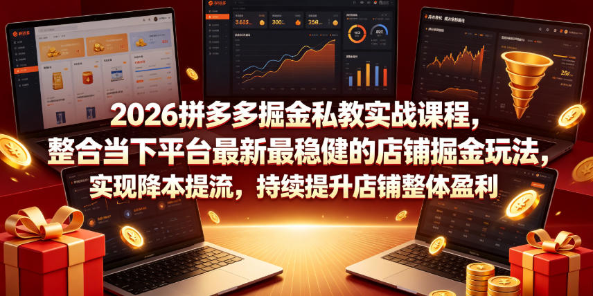 2026拼多多掘金私教实战课程，整合当下平台最新最稳健的店铺掘金玩法，实现降本提流，持续提升店铺整体盈利-niguangts