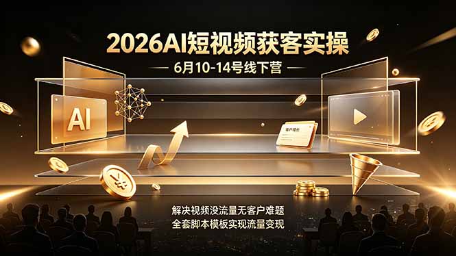 2026AI短视频获客实操6月10-14号线下营，解决视频没流量无客户难题，全套脚本模板实现流量变现-niguangts
