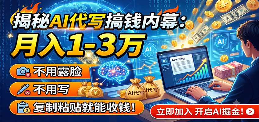 揭秘AI代写搞钱内幕：月入1-3万，不用露脸不用写，复制粘贴就能收钱！-niguangts