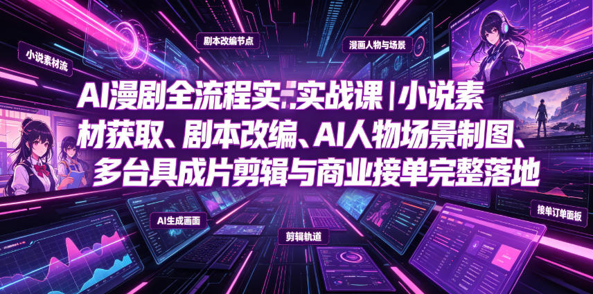 AI漫剧全流程实战课｜小说素材获取、剧本改编、AI人物场景制图、多工具成片剪辑、平台付费变现与商业接单完整落地-niguangts