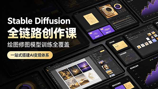 Stable Diffusion全链路创作课，绘图修图模型训练全覆盖，一站式搭建AI变现体系-niguangts