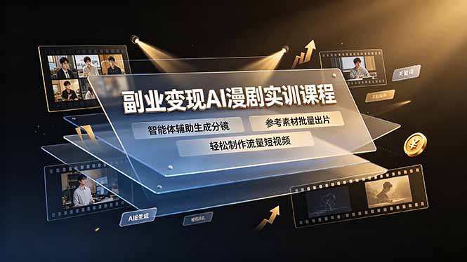 副业变现AI漫剧实训课程，智能体辅助生成分镜，参考素材批量出片，轻松制作流量短视频-niguangts