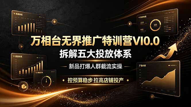 万相台无界推广特训营VI0.0，拆解五大投放体系，新品打爆人群截流实操，控预算稳步拉高店铺投产-niguangts