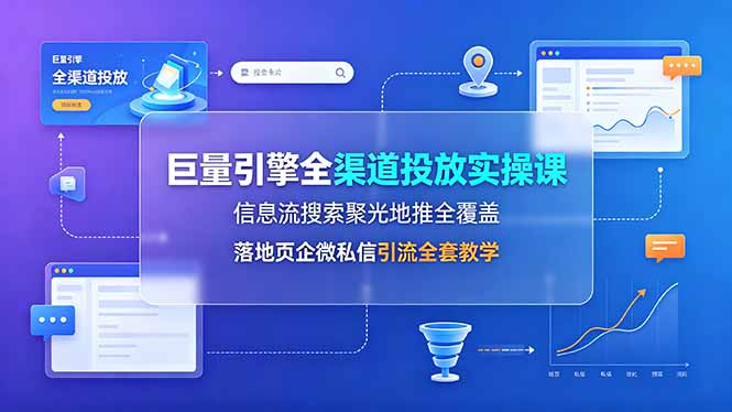 巨量引擎全渠道投放实操课，信息流搜索聚光地推全覆盖，落地页企微私信引流全套教学-niguangts
