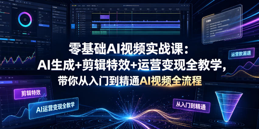 零基础AI视频实战课：AI生成+剪辑特效+运营变现全教学，带你从入门到精通AI视频全流程-niguangts
