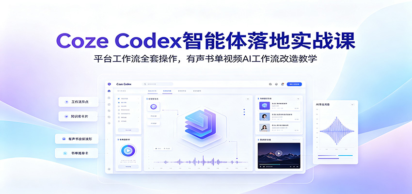 Coze Codex智能体落地实战课：平台工作流全套操作，有声书单视频AI工作流改造教学-niguangts