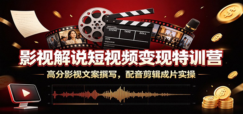 影视解说短视频变现特训营：高分影视文案撰写，配音剪辑成片实操-niguangts