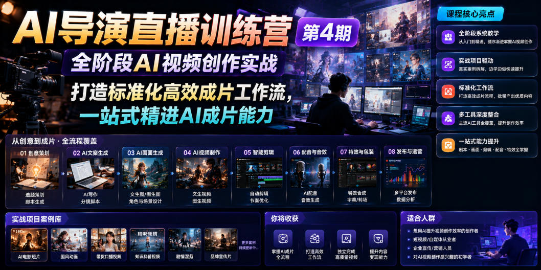 AI导演直播训练营第4期｜全阶段AI视频创作实战，打造标准化高效成片工作流，一站式精进AI成片能力-niguangts