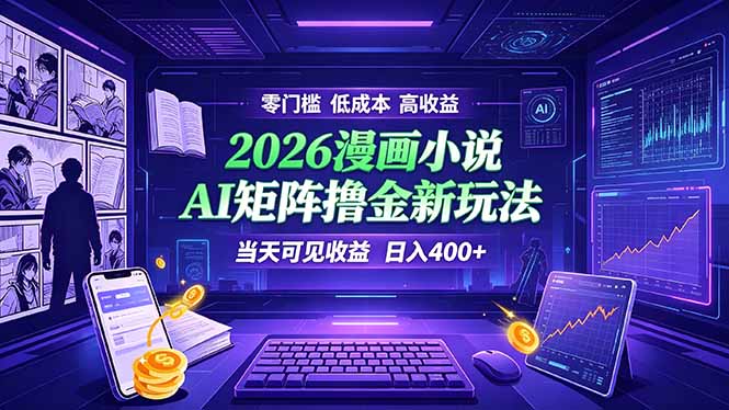 爆款小说漫画大阅读    ai矩阵操作    当天可见收益  日入400+    零门槛    高收益-niguangts