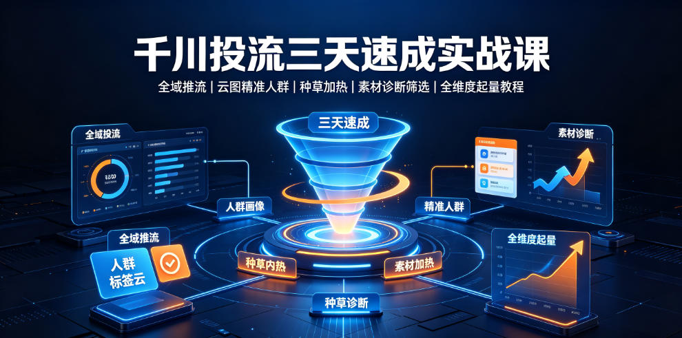 千川投流三天速成实战课｜全域推流、云图精准人群、种草加热、素材诊断筛选全维度起量教程-niguangts