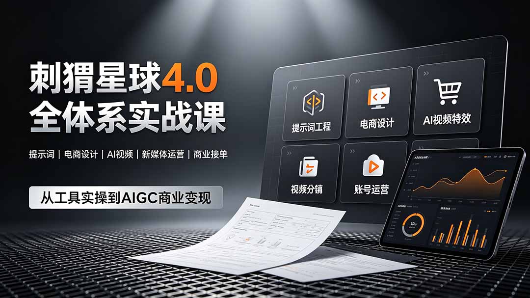 刺猬星球4.0全体系实战课，覆盖提示词工程、电商设计、AI视频特效与新媒体运营，一站式掌握AIGC商业核心技能-niguangts
