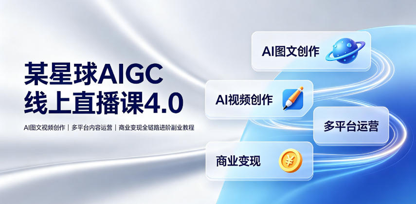 某星球AIGC线上直播课4.0｜AI图文视频创作、多平台内容运营、商业变现全链路进阶副业教程-niguangts
