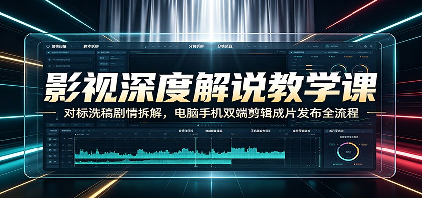 影视深度解说教学课：对标洗稿剧情拆解，电脑手机双端剪辑成片发布全流程-niguangts