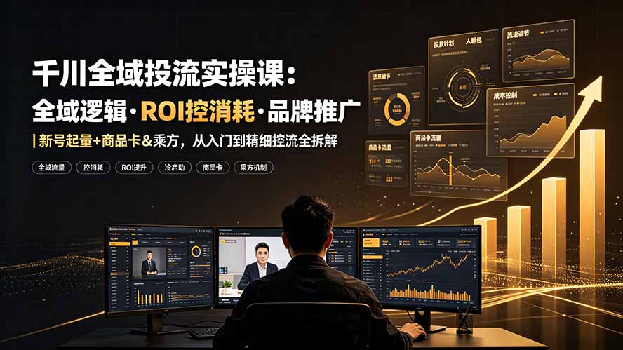 千川全域投流实操课：全域逻辑·ROI控消耗·品牌推广｜新号起量+商品卡&乘方，从入门到精细控流全拆解-niguangts