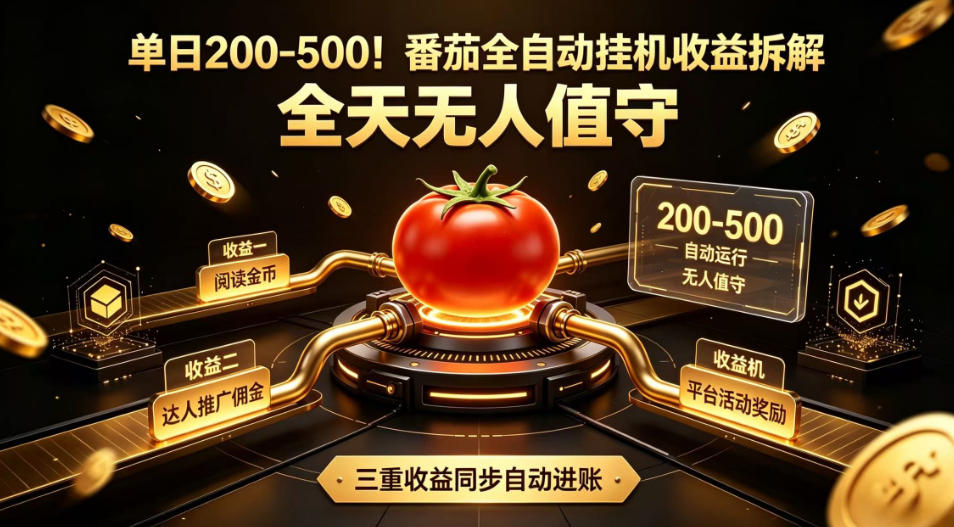 单日200-500！番茄全自动挂G收益拆解，全天无人值守，矩阵操作收益翻倍【揭秘】-niguangts
