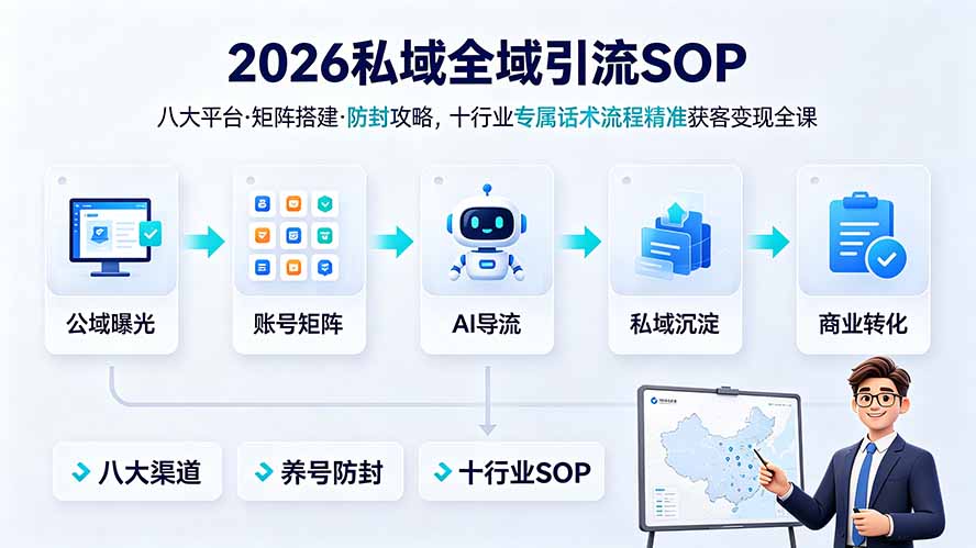 2026私域全域引流SOP｜八大平台·矩阵搭建·防封攻略，十行业专属话术流程精准获客变现全课-niguangts