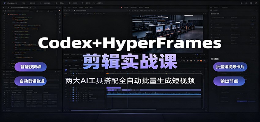Codex+HyperFrames剪辑实战课：两大AI工具搭配全自动批量生成短视频-niguangts