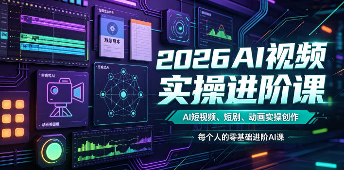 2026AI视频实操进阶课，AI短视频、短剧、动画实操创作，每个人的零基础进阶ai课-niguangts