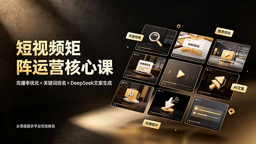 短视频矩阵运营核心课：完播率优化×关键词排名×DeepSeek文案生成，从零搭建多平台引流体系-niguangts