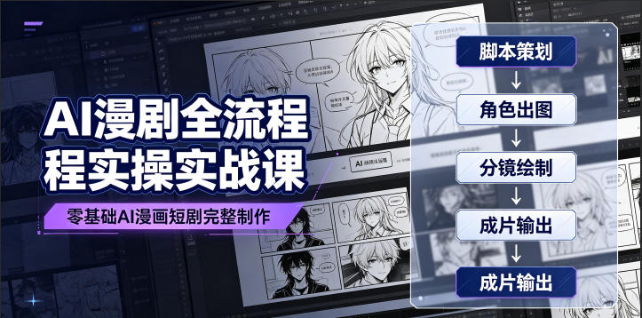 AI漫剧全流程实操实战课｜零基础AI漫画短剧完整制作、脚本出图成片全链路落地教程-niguangts