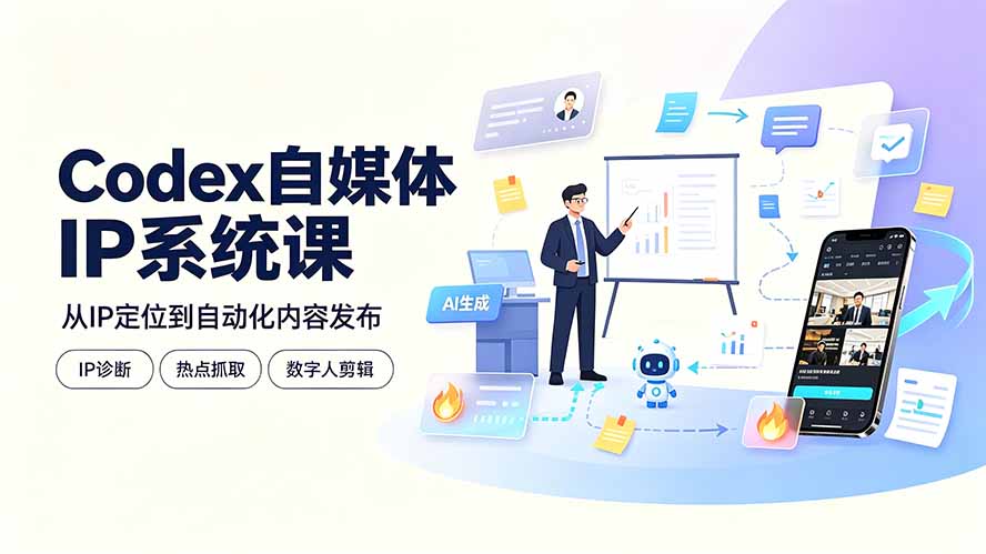 Codex自媒体IP系统课：IP诊断/热点抓取/IP蒸馏 Skill，爆款复刻数字人多平台自动发布教程-niguangts