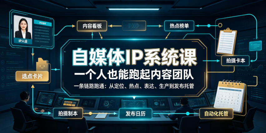 自媒体IP系统课，一个人也能跑起内容团队，一条链路跑通，从定位、热点、表达、生产到发布托管-niguangts