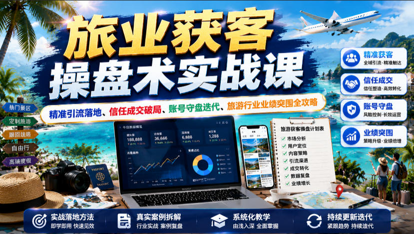 旅业获客操盘术实战课｜精准引流落地、信任成交破局、账号守盘迭代、旅游行业业绩突围全攻略-niguangts