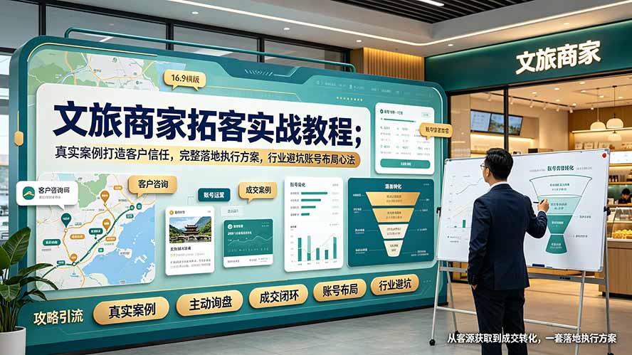 文旅商家拓客实战教程；真实案例打造客户信任，完整落地执行方案，行业避坑账号布局心法-niguangts