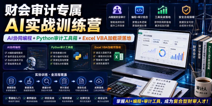 财会审计专属AI实战训练营｜AI协同编程+Python审计工具箱+Excel VBA加载项落地(更新0710)-niguangts