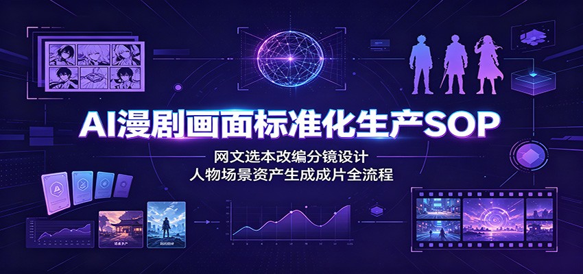 AI漫剧画面标准化生产SOP：网文选本改编分镜设计，人物场景资产生成成片全流程-niguangts