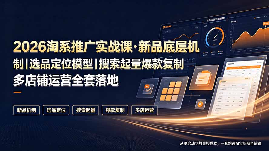 2026淘系推广实战课·新品底层机制｜选品定位模型｜搜索起量爆款复制多店铺运营全套落地教程-niguangts