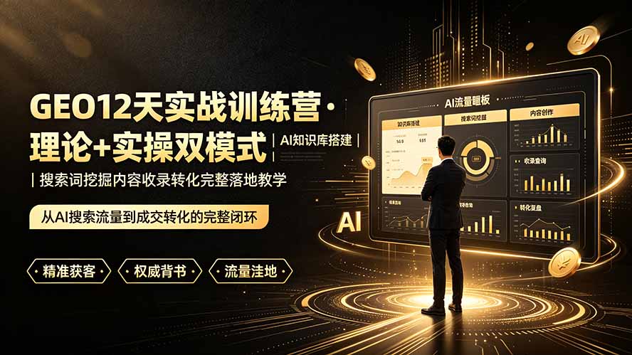GEO12天实战训练营·理论+实操双模式｜AI知识库搭建｜搜索词挖掘内容收录转化完整落地教学-niguangts