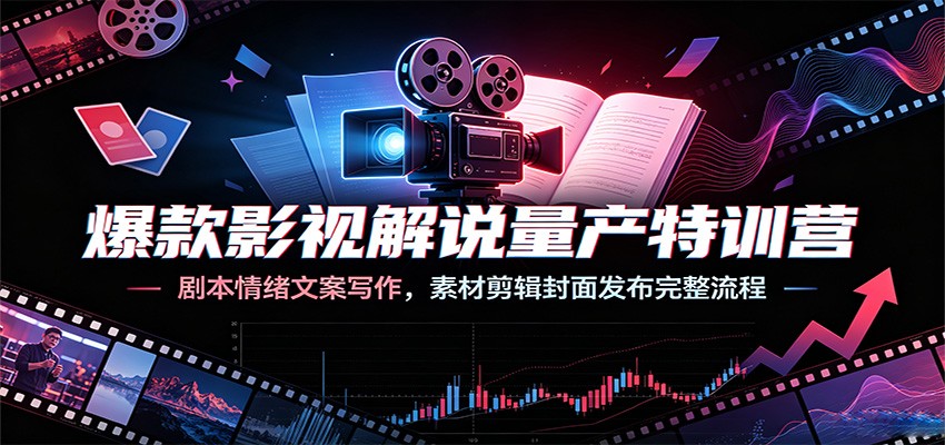 爆款影视解说量产特训营：剧本情绪文案写作，素材剪辑封面发布完整流程-niguangts