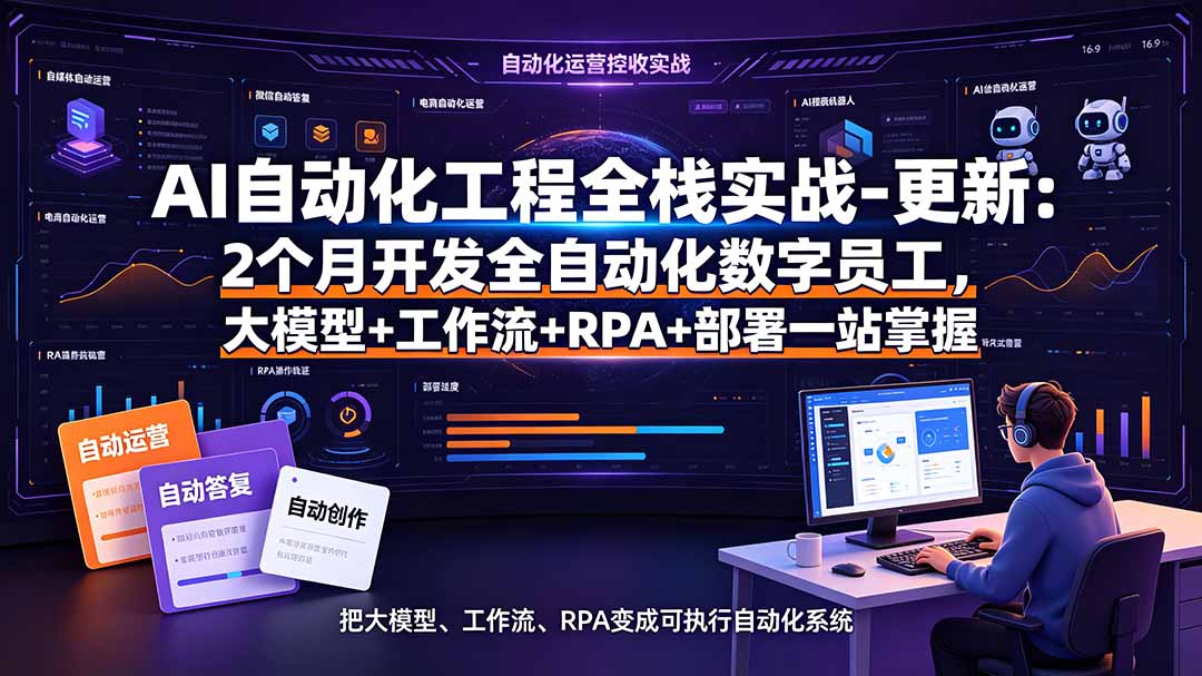 AI自动化工程全栈实战-更新：2个月开发全自动化数字员工，大模型+工作流+RPA+部署一站式掌握-niguangts