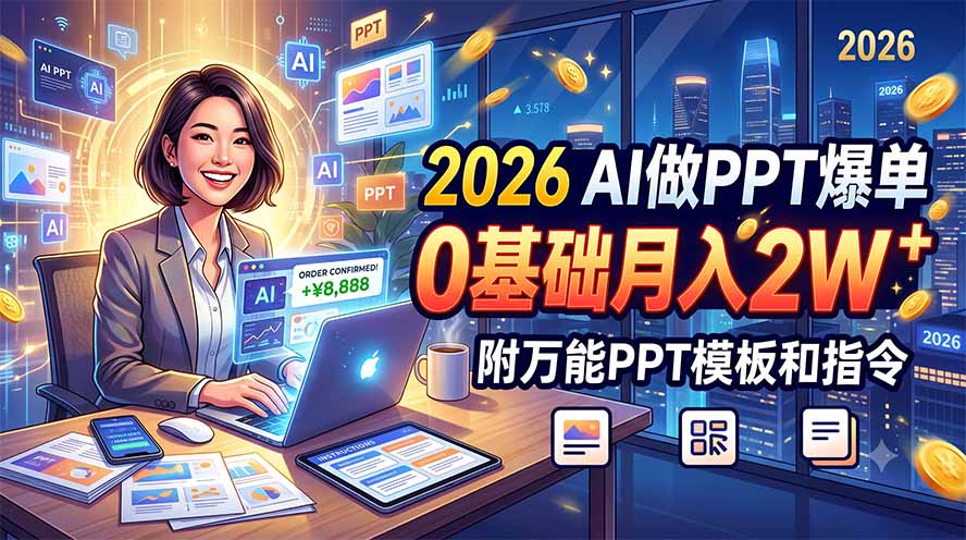 2026 AI做PPT爆单，0基础月入2W，附万能PPT模板和指令-niguangts
