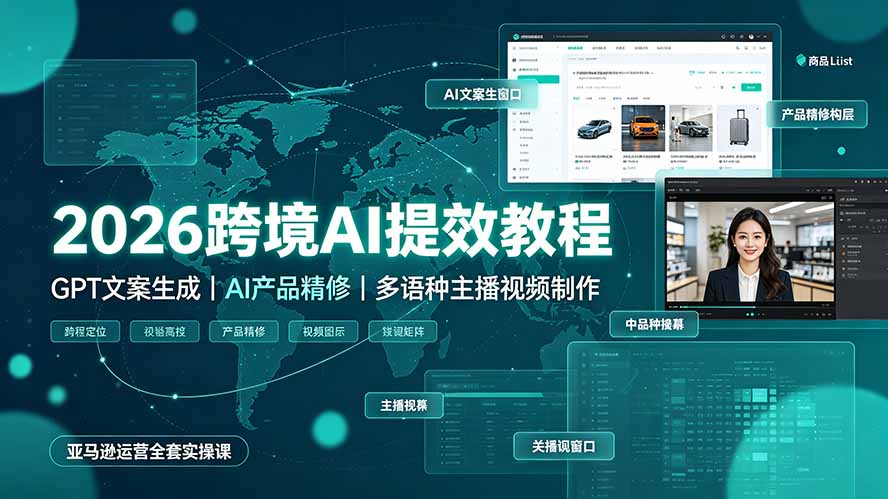 2026跨境AI提效教程·GPT文案生成｜AI产品精修｜多语种主播视频制作，亚马逊运营全套实操课-niguangts