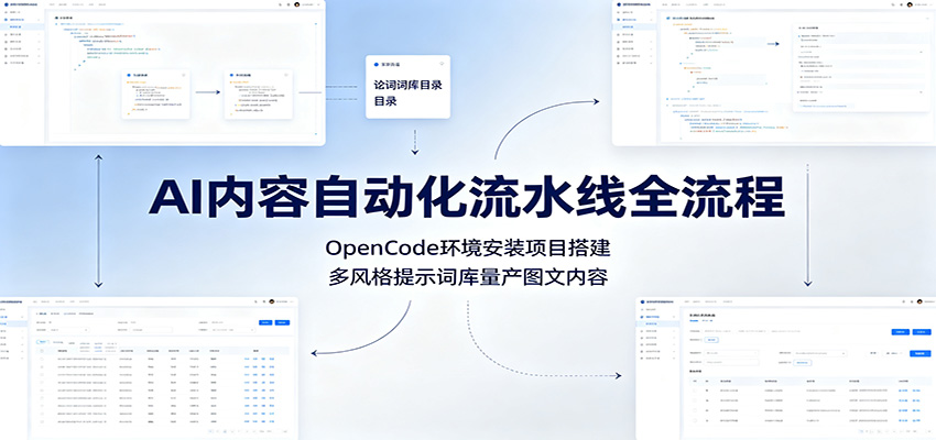 AI内容自动化流水线全流程：OpenCode环境安装项目搭建，多风格提示词库量产图文内容-niguangts