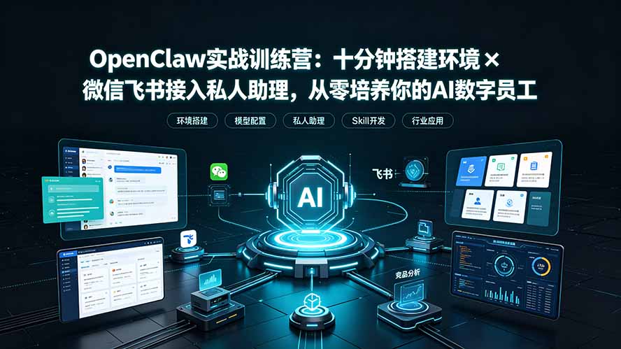 OpenClaw实战特训营：十分钟搭建环境×微信飞书接入私人助理，从零培养你的AI数字员工-niguangts