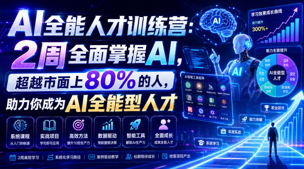 AI全能人才训练营：2周全面掌握AI，超越市面上80%的人，助力你成为AI全能型人才-niguangts