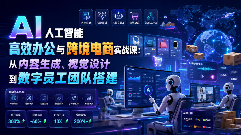 AI人工智能高效办公与跨境电商实战课：从内容生成、视觉设计到数字员工团队搭建-niguangts