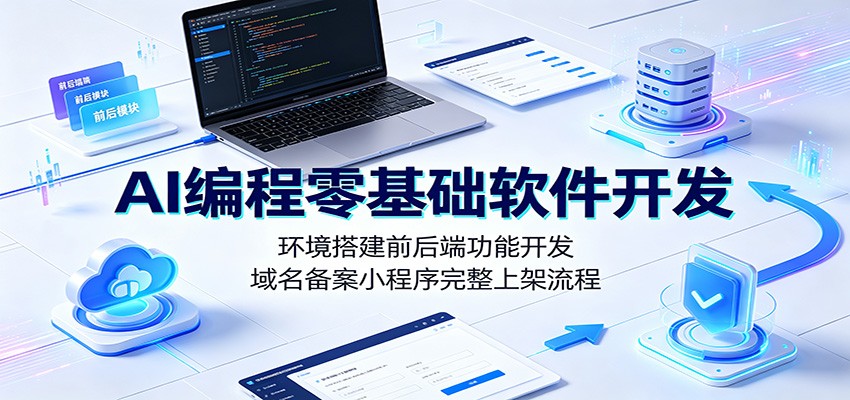 AI编程零基础软件开发：环境搭建前后端功能开发，域名备案小程序完整上架流程-niguangts