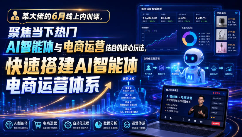 某大佬的6月线上内训课，聚焦当下热门AI智能体与电商运营结合的核心玩法，快速搭建AI智能体电商运营体系-niguangts