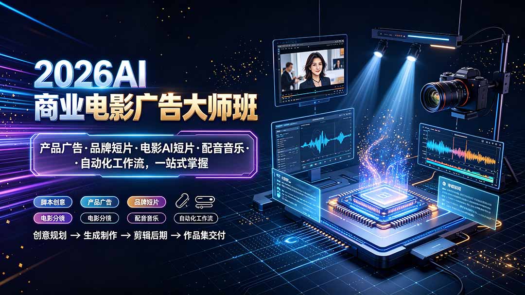 2026AI商业电影广告大师班：产品广告·品牌短片·电影AI短片·配音音乐·自动化工作流，一站式掌握-niguangts